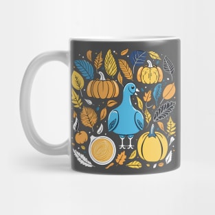 Thanksgiving fall leaves, pumpkins and turkey design Mug